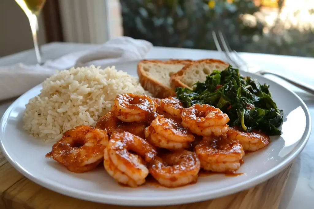 BBQ shrimp with sides