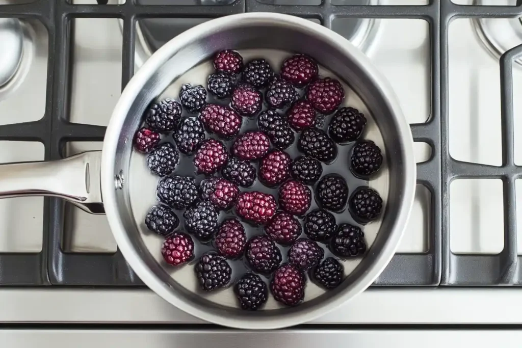 Blackberry topping simmering