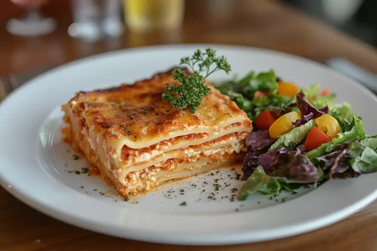 Serving lasagna dish