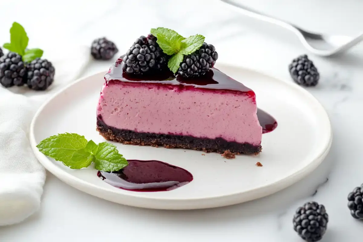 Blackberry cheesecake slice