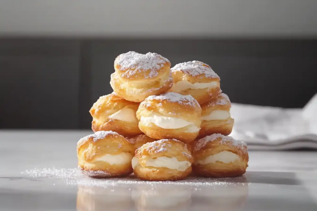 Mini cream puffs arranged