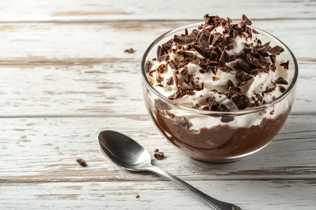 Chocolate protein pudding dish