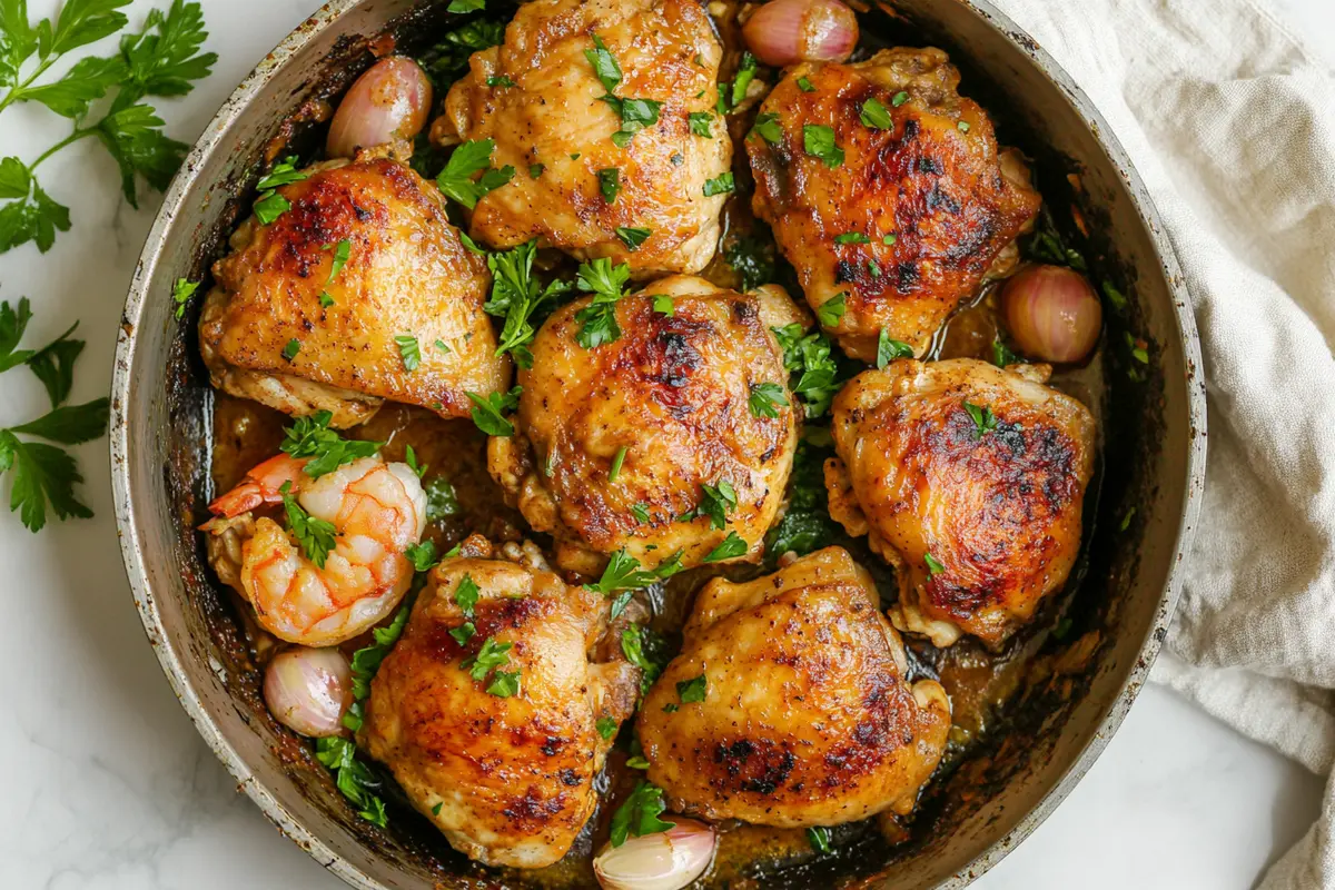 Cook shrimp and chicken