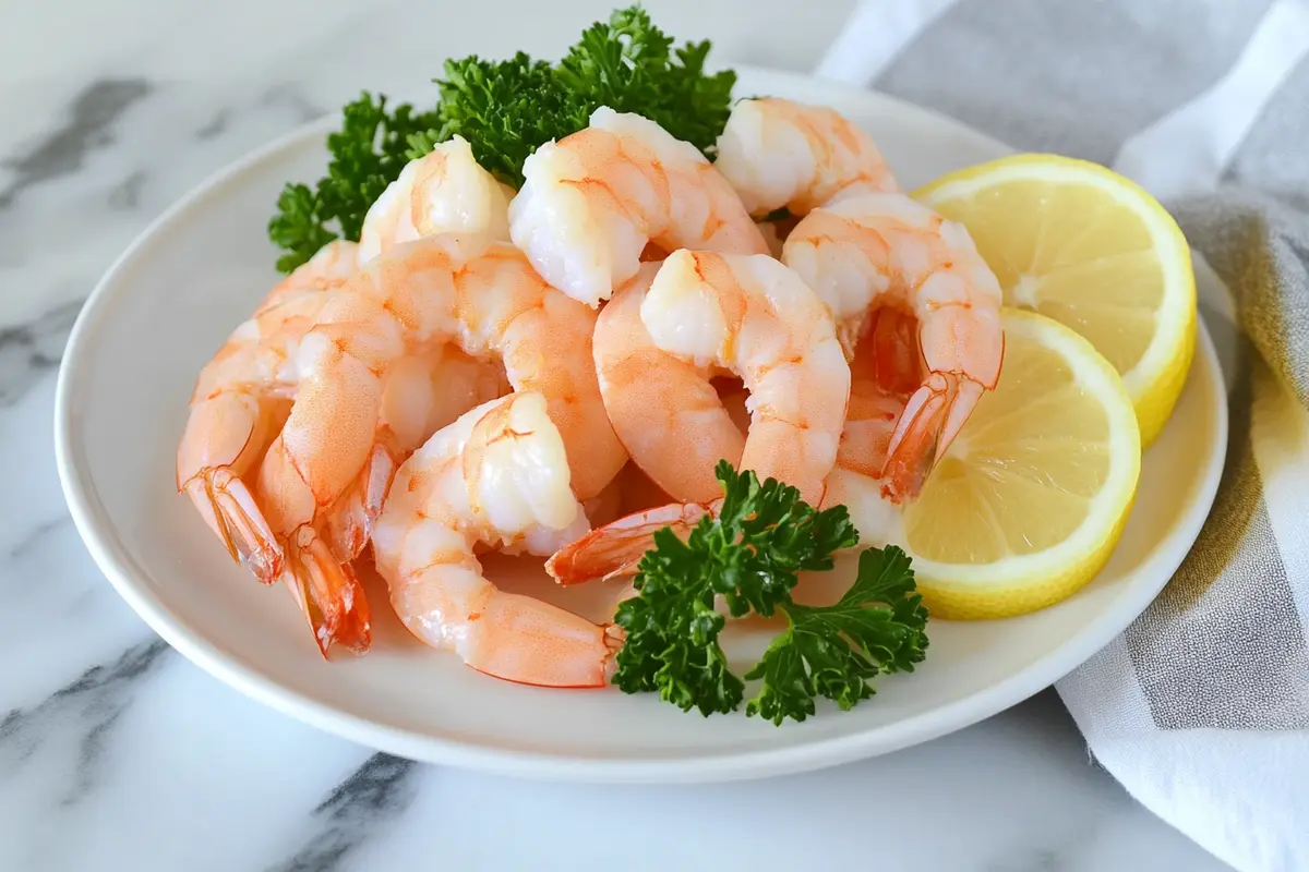 Cooked shrimp on a plate