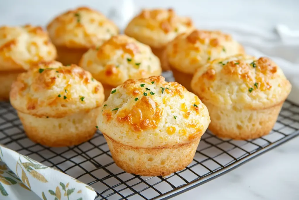 Baked muffins on a cooling rack