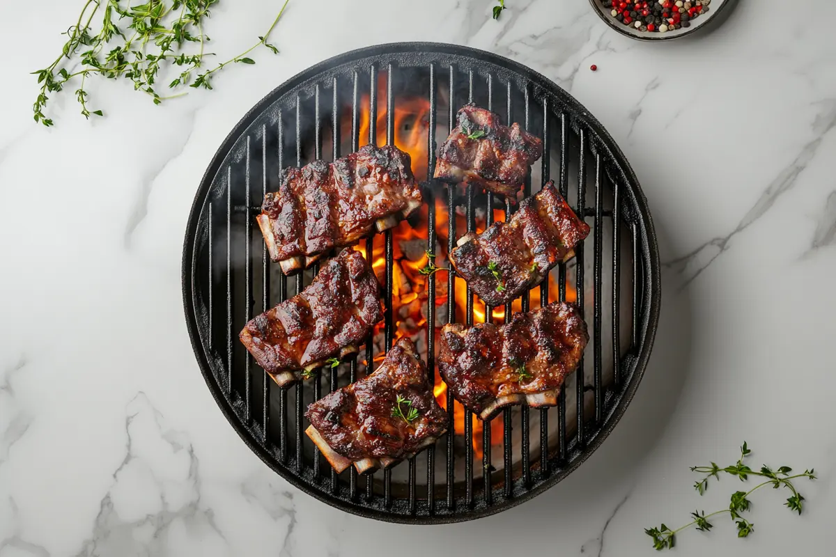 Beef back ribs on grill