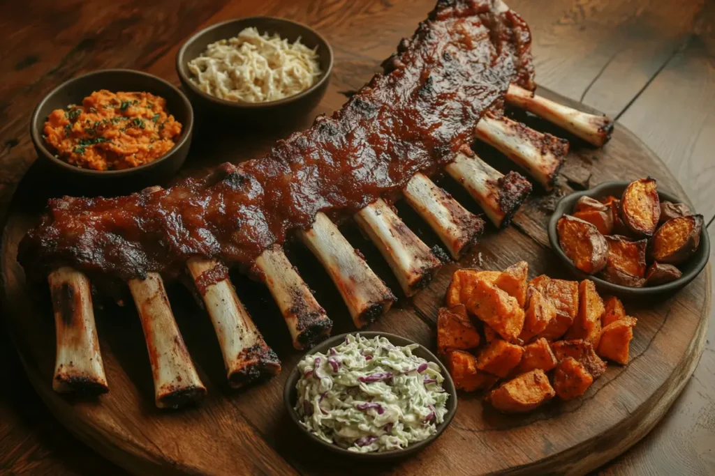 Grilled beef back ribs plate