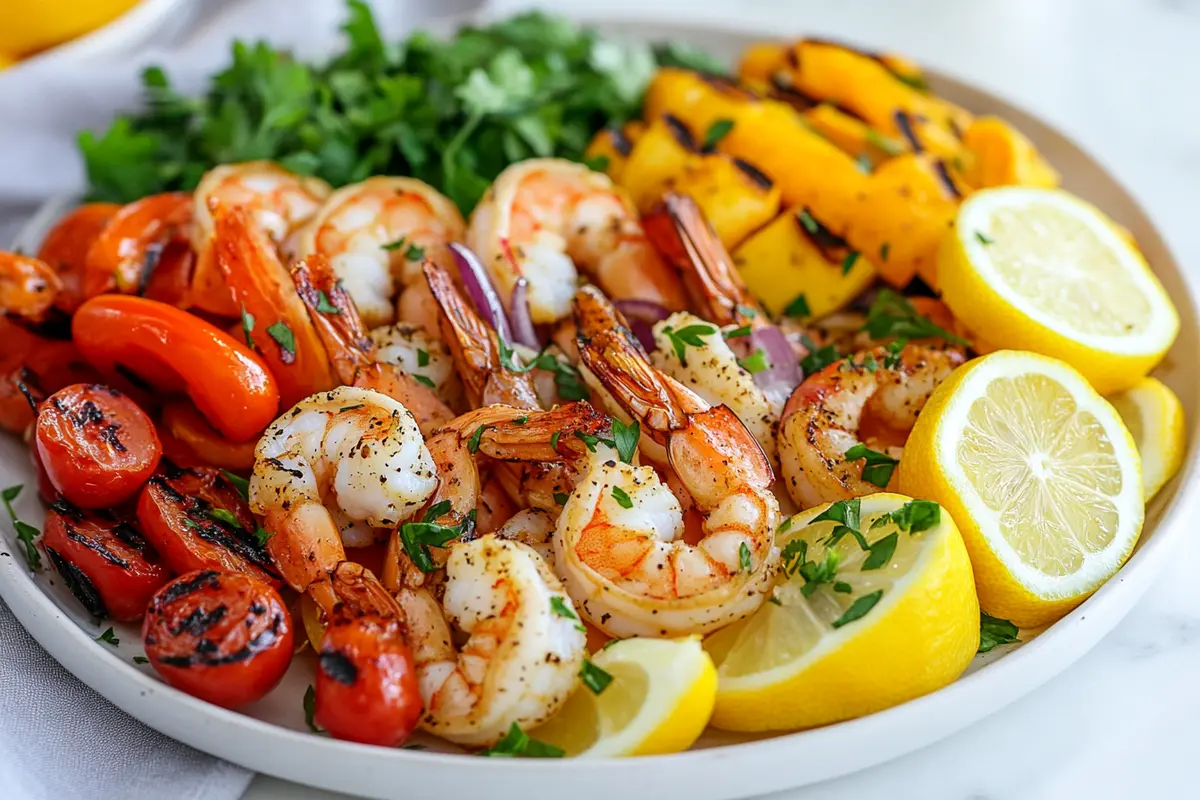 Shrimp on a healthy plate