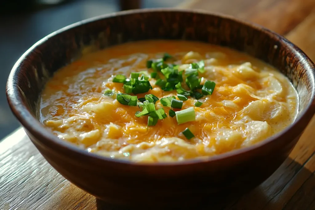 Bowl of creamy hash brown potato soup