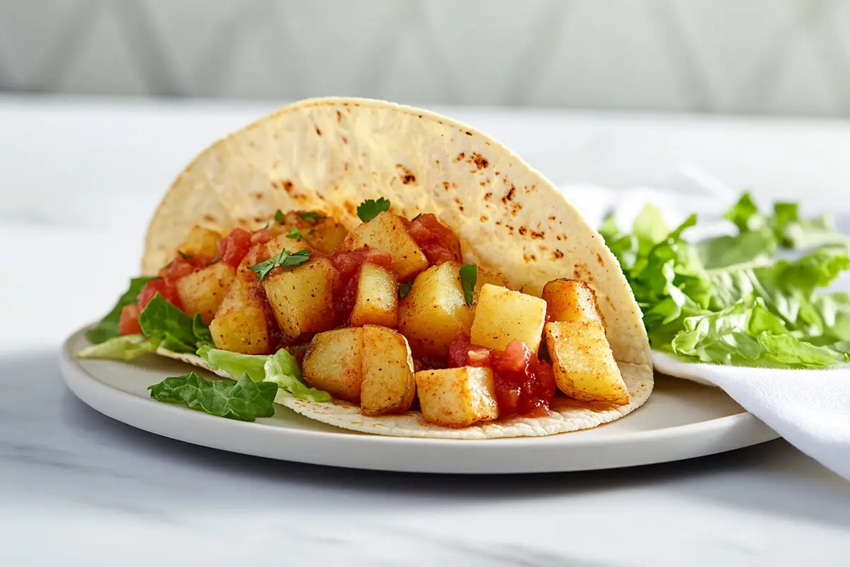 Potato taco with salsa