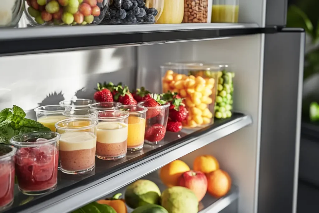 Refrigerated pudding shelf setup