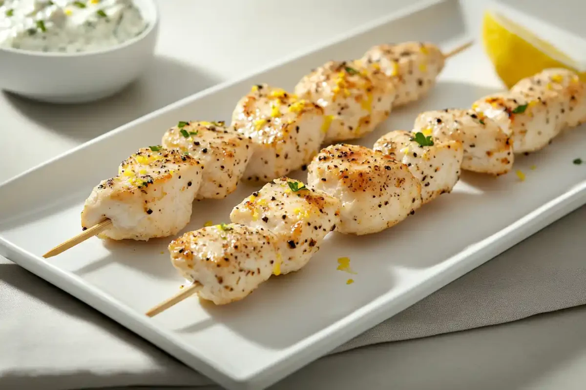 Lemon pepper chicken skewers