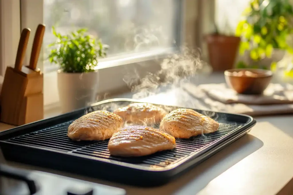 Flat top grill chicken cooking