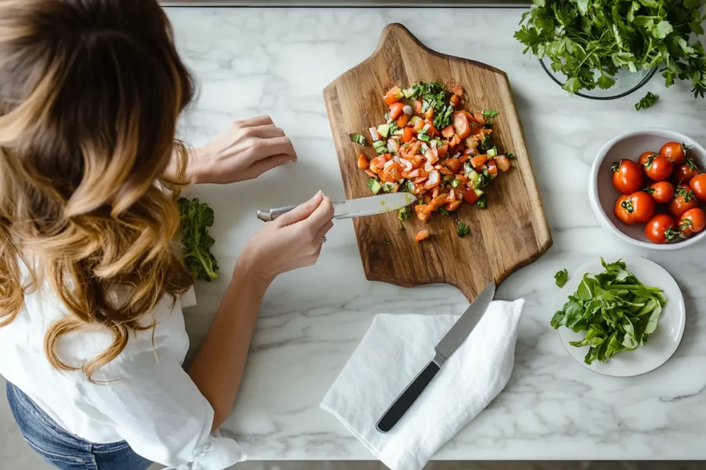 Chopping vegetables for soup