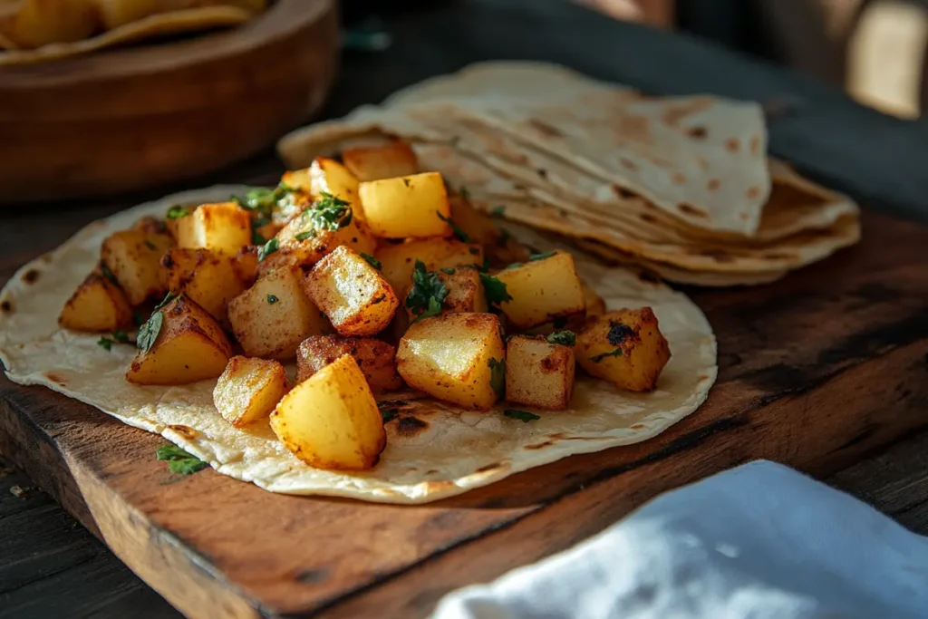 Homemade potato taco preparation