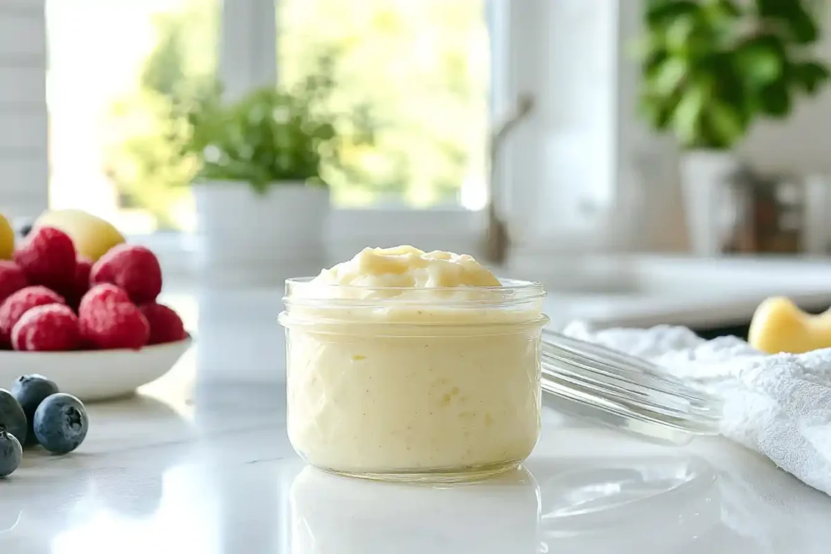 Protein pudding in glass jar