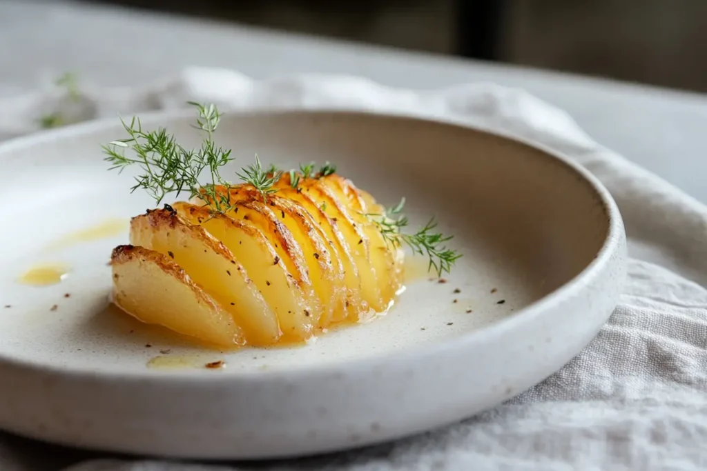 Potato pave plated beautifully