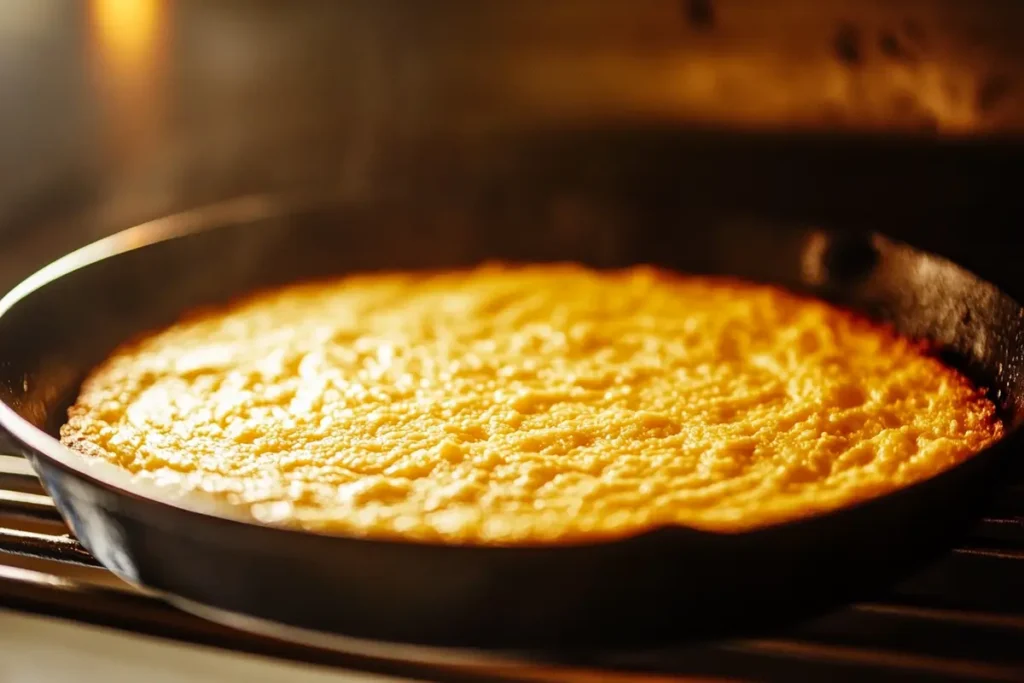 Sweet potato cornbread baking