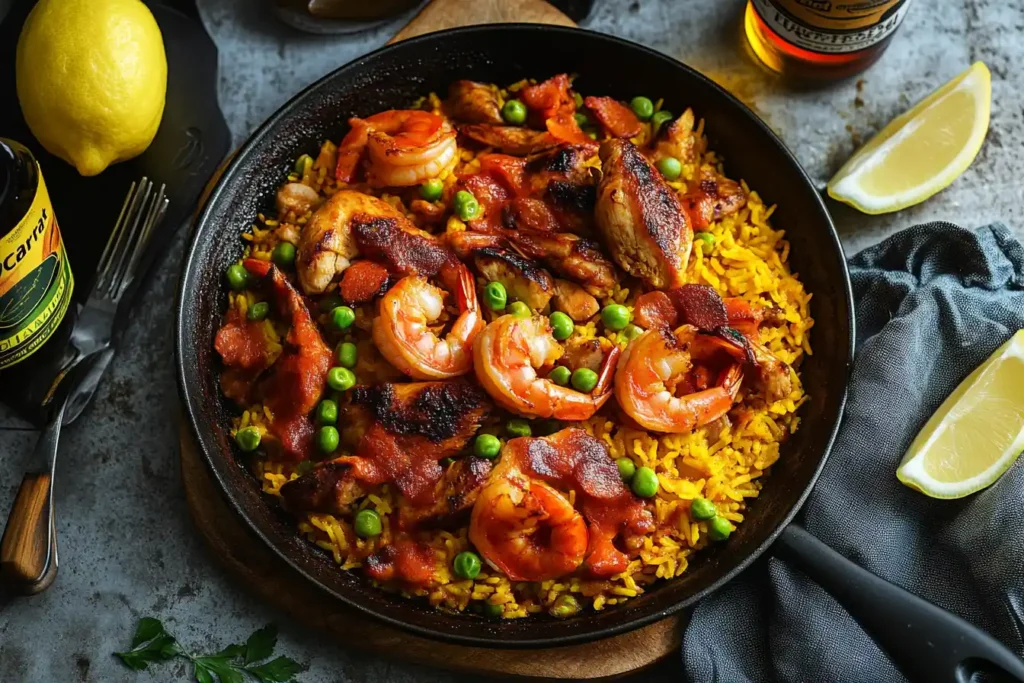 Chicken shrimp paella