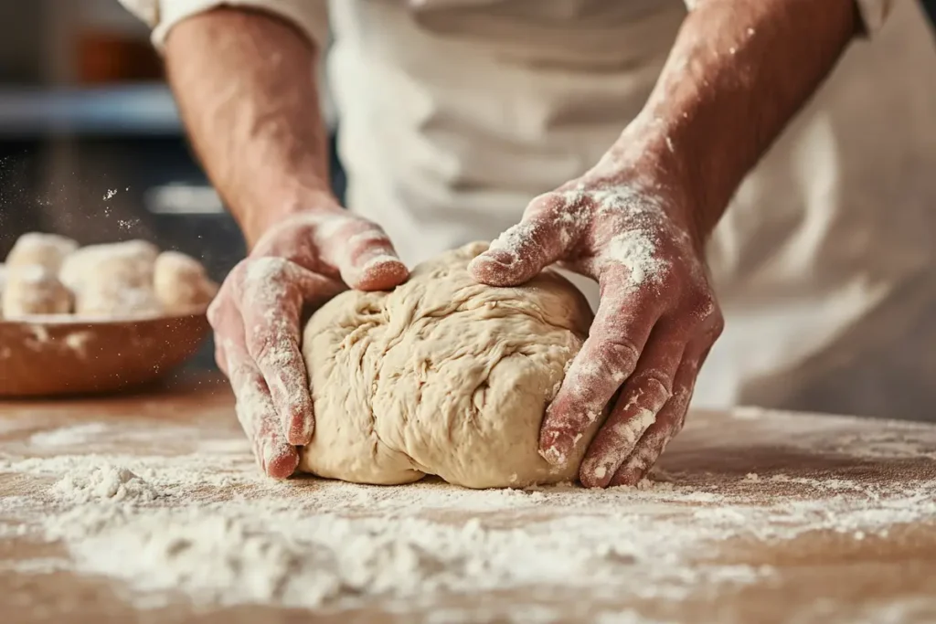 Mixing Gipfeli dough